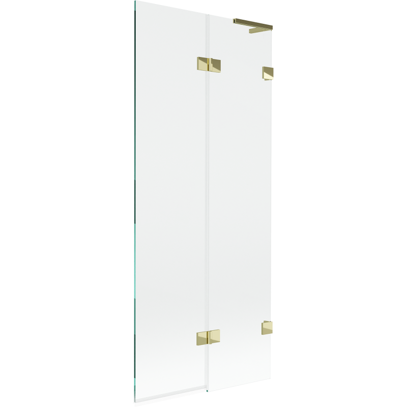 Mexen Lunar L badwand 2-delig rechts 80 x 150 cm, transparant, goud - 897L-080-100-50-00-P