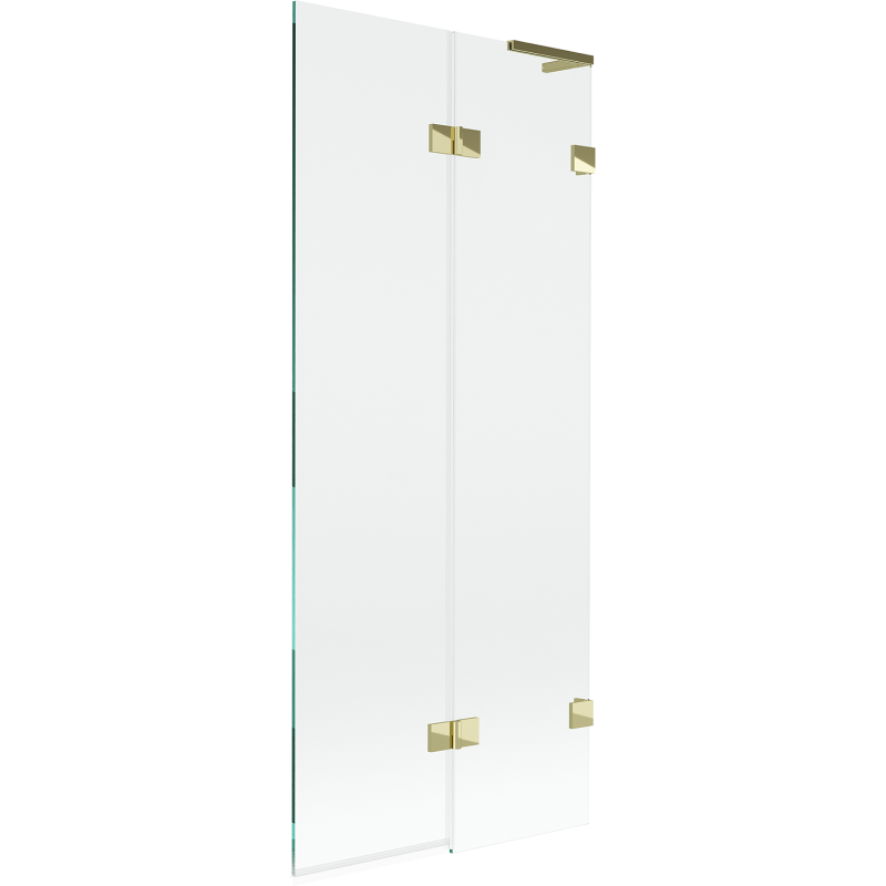 Mexen Lunar L divi vērtnes vannas siena, labā puse 80 x 150 cm, caurspīdīga, zelta - 897L-080-100-50-00-P