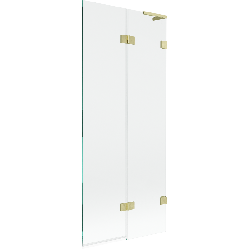 Mexen Lunar L bath screen 2-wing right 80 x 150 cm, transparent, brushed gold - 897L-080-100-55-00-P