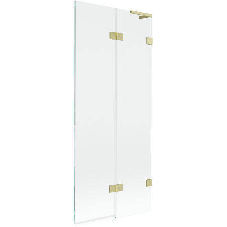 Mexen Lunar L dvokrilni paravan za kadu desni 80 x 150 cm, proziran, četkano zlatni - 897L-080-100-55-00-P