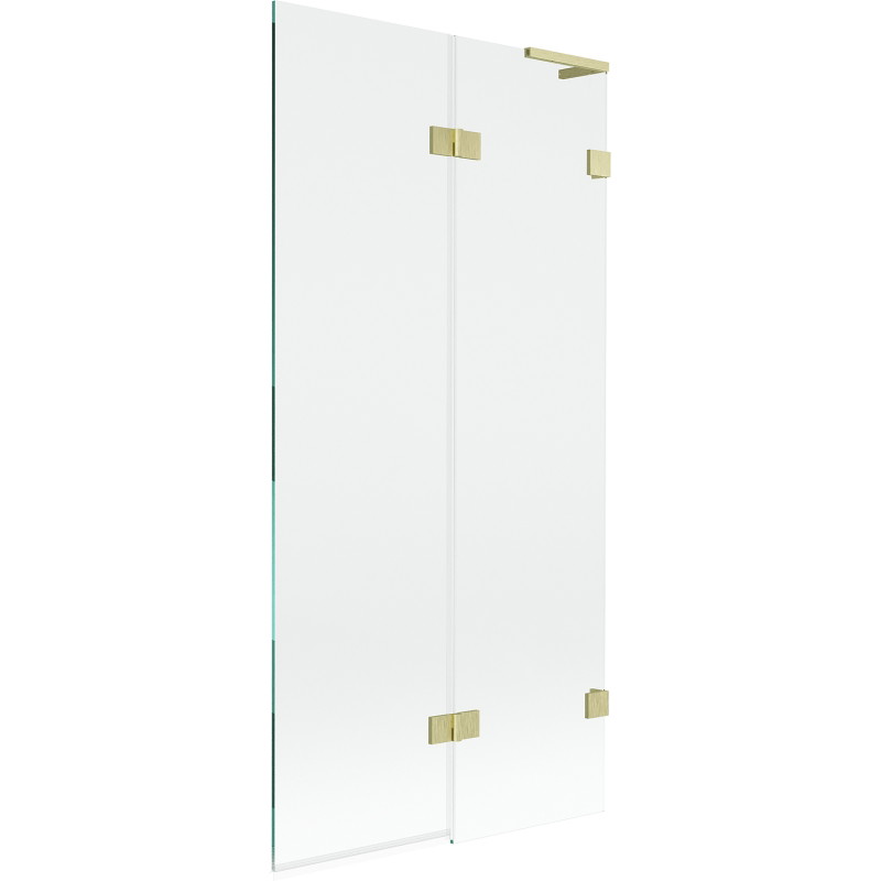 Mexen Lunar L dvodijelna zavjesa za tuširanje desna 90 x 150 cm, prozirna, brušeno zlato - 897L-090-100-55-00-P