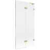 Mexen Lunar L dvodijelna zavjesa za tuširanje desna 90 x 150 cm, prozirna, brušeno zlato - 897L-090-100-55-00-P