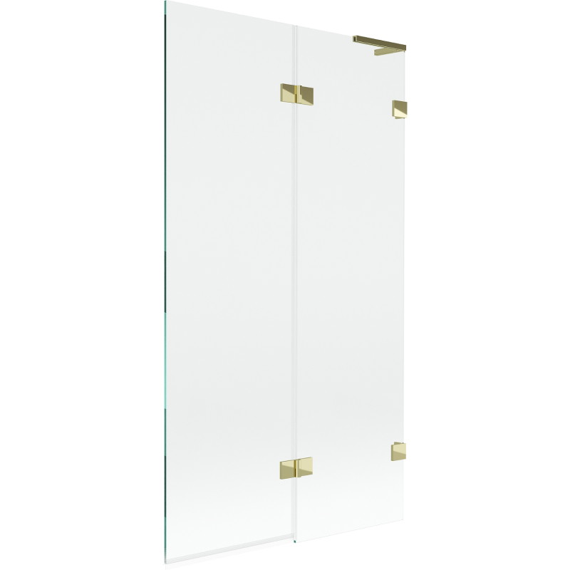 Mexen Lunar L vannitoasirm 2-osaline parem 100 x 150 cm, läbipaistev, kuldne - 897L-100-100-50-00-P