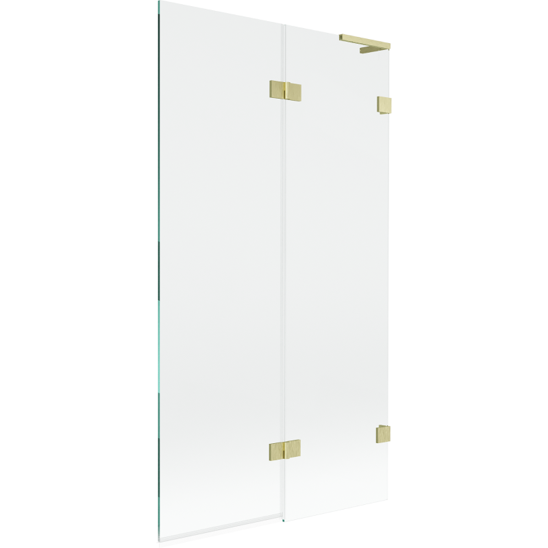 Mexen Lunar L divisória de banho de 2 painéis, lado direito 100 x 150 cm, transparente, dourado escovado