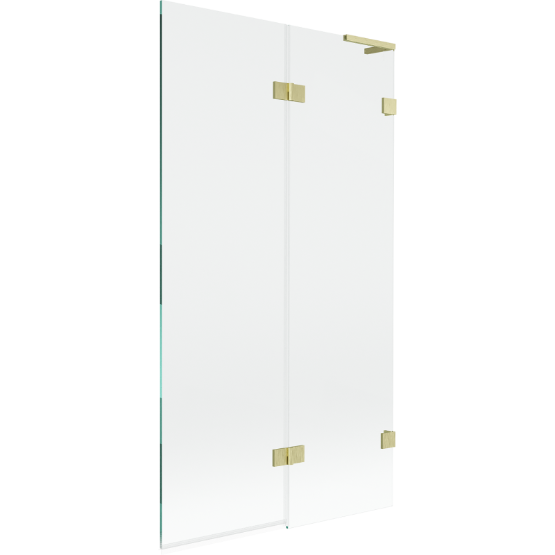 Mexen Lunar L Duschwand 2-flügelig rechts 100 x 150 cm, transparent, gold gebürstet - 897L-100-100-55-00-P