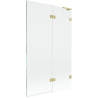 Mexen Lunar L paravan za kad z dvema krili desni 110 x 150 cm, prozoren, brušeno zlata barva - 897L-110-100-55-00-P