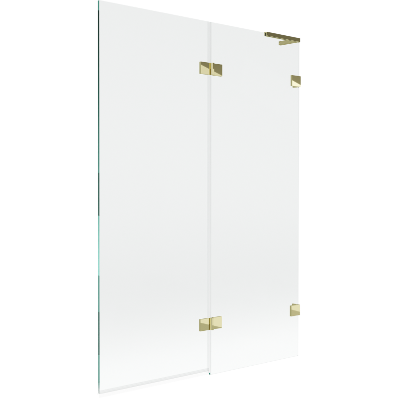 Paravent de baignoire Mexen Lunar L à 2 volets droit 120 x 150 cm, transparent, doré - 897L-120-100-50-00-P