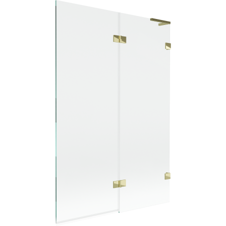 Paravent de baignoire Mexen Lunar L à 2 volets droit 120 x 150 cm, transparent, doré - 897L-120-100-50-00-P