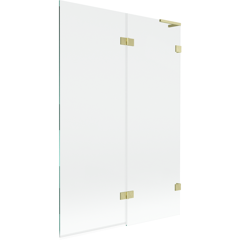 Mexen Lunar L biombo de bañera de 2 paneles derecho 120 x 150 cm, transparente, dorado cepillado - 897L-120-100-55-00-P
