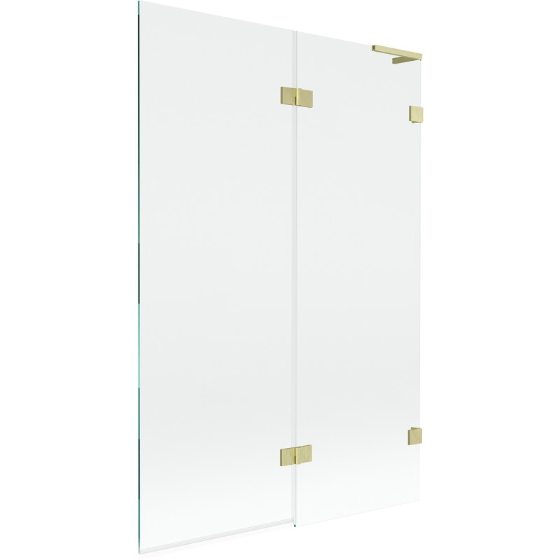 Mexen Lunar L dvodijelni paravan za kupatilo desni 120 x 150 cm, proziran, brušeno zlatni - 897L-120-100-55-00-P
