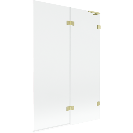 Mexen Lunar L vannitoa vahesein 2-uksega parem 120 x 150 cm, läbipaistev, kuldne harjatud - 897L-120-100-55-00-P