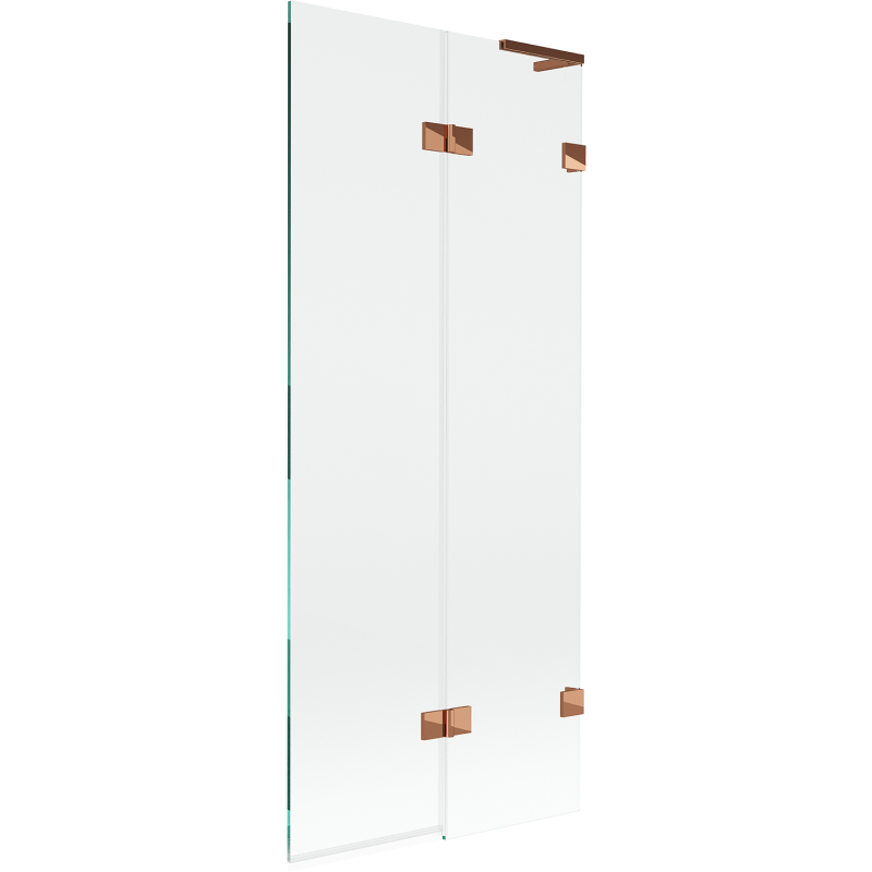 Mexen Lunar L badwand 2-delig rechts 80 x 150 cm, transparant, roze goud - 897L-080-100-60-00-P