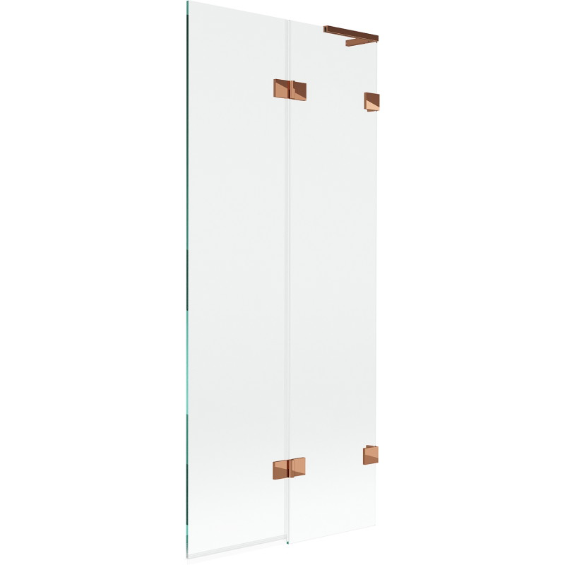 Mexen Lunar L kahe tiivaga vannisein, parem 80 x 150 cm, läbipaistev, roosa kuld - 897L-080-100-60-00-P