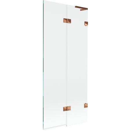 Mexen Lunar L badwand 2-delig rechts 80 x 150 cm, transparant, roze goud - 897L-080-100-60-00-P
