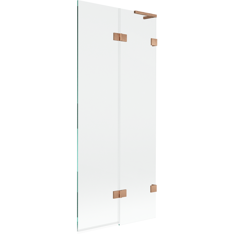 Mexen Lunar L 2-krilni kopalniški zaslon desni 80 x 150 cm, prozoren, brušen baker - 897L-080-100-65-00-P