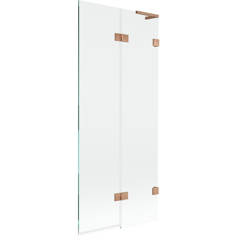 Mexen Lunar L dvodijelna tuš zavjesa desna 80 x 150 cm, prozirna, brušeni bakar - 897L-080-100-65-00-P