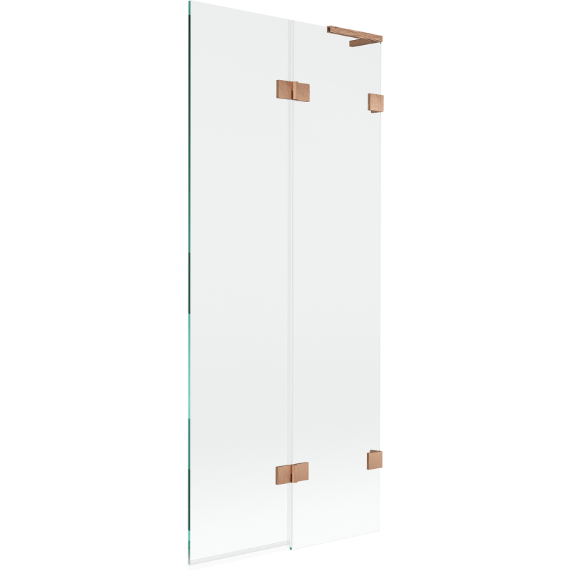 Mexen Lunar L parawan nawannowy 2-skrzydłowy prawy 80 x 150 cm, transparent, miedź szczotkowana - 897L-080-100-65-00-P