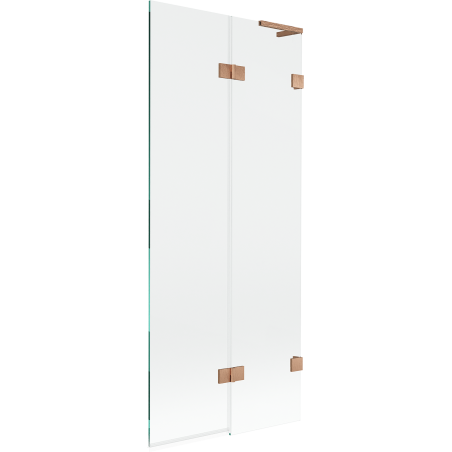 Mexen Lunar L badwand 2-delige rechts 80 x 150 cm, transparant, geborsteld koper - 897L-080-100-65-00-P