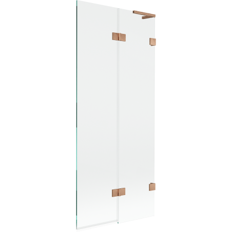 Paroi de baignoire Mexen Lunar L 2 volets droite 80 x 150 cm, transparent, cuivre brossé - 897L-080-100-65-00-P