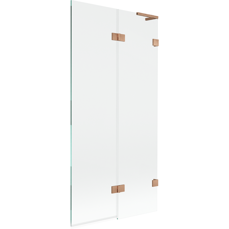 Mexen Lunar L Duschwand 2-flügelig rechts 90 x 150 cm, transparent, gebürstetes Kupfer - 897L-090-100-65-00-P