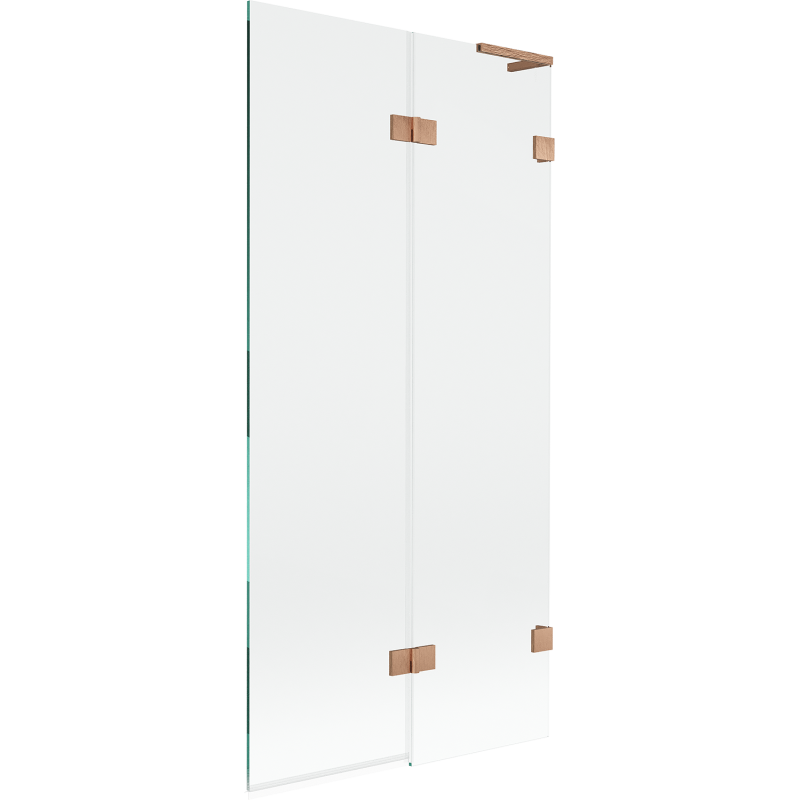 Mexen Lunar L mampara de bañera de 2 hojas derecha 90 x 150 cm, transparente, cobre cepillado - 897L-090-100-65-00-P