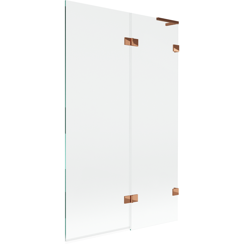 Mexen Lunar L resguardo de chuveiro de duas folhas, direito 110 x 150 cm, transparente, ouro rosa - 897L-110-100-60-00-P