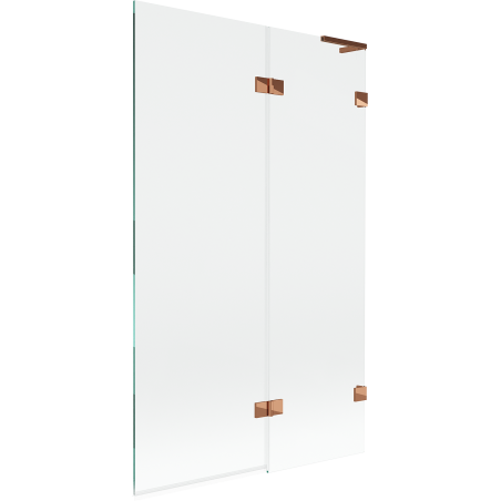 Mexen Lunar L resguardo de chuveiro de duas folhas, direito 110 x 150 cm, transparente, ouro rosa - 897L-110-100-60-00-P