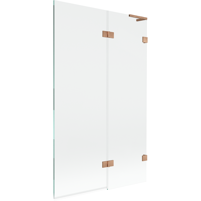 Mexen Lunar L Badewannenabtrennung, 2-teilig, rechts 110 x 150 cm, transparent, gebürstetes Kupfer - 897L-110-100-65-00-P