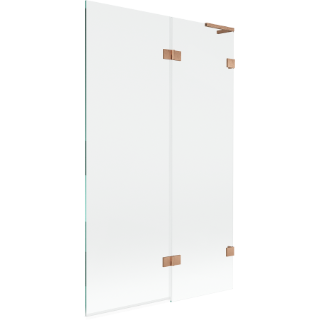 Mexen Lunar L Badewannenabtrennung, 2-teilig, rechts 110 x 150 cm, transparent, gebürstetes Kupfer - 897L-110-100-65-00-P