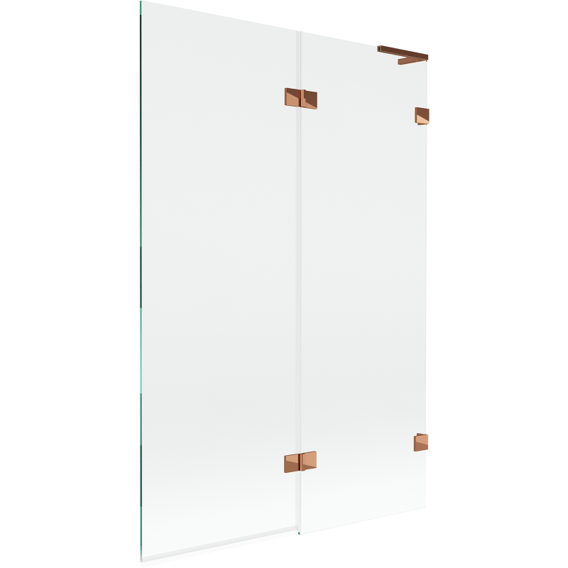 Mexen Lunar L mampara de baño de 2 paneles, derecha 120 x 150 cm, transparente, oro rosa - 897L-120-100-60-00-P