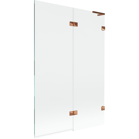 Mexen Lunar L mampara de baño de 2 paneles, derecha 120 x 150 cm, transparente, oro rosa - 897L-120-100-60-00-P