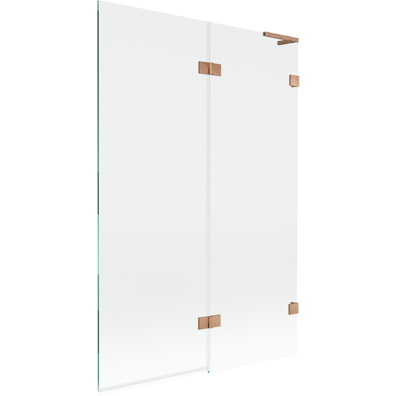 Mexen Lunar L Badewannenwand 2-flügelig rechts 120 x 150 cm, transparent, gebürstetes Kupfer - 897L-120-100-65-00-P