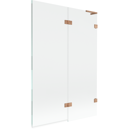 Mexen Lunar L bath screen 2-wing right 120 x 150 cm, transparent, brushed copper - 897L-120-100-65-00-P