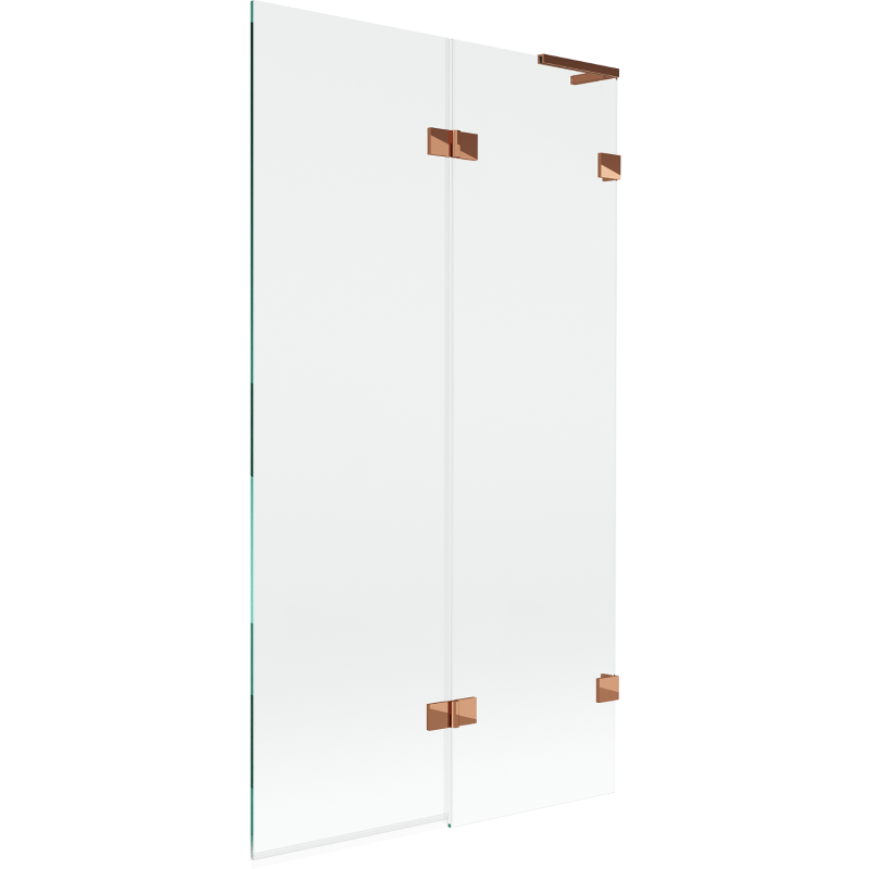 Mexen Lunar L paratia per vasca da bagno a 2 ante destra 100 x 150 cm, trasparente, oro rosa - 897L-100-100-60-00-P