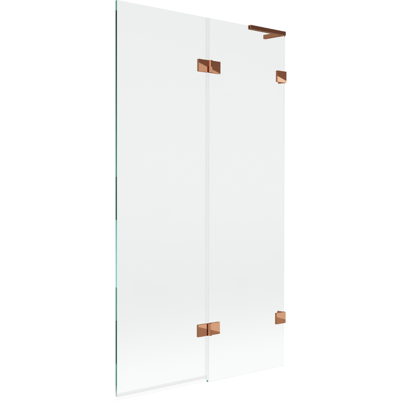 Mexen Lunar L parawan nawannowy 2-skrzydłowy prawy 100 x 150 cm, transparent, różowe złoto - 897L-100-100-60-00-P