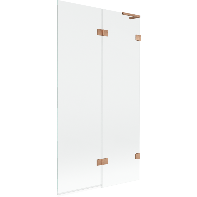 Mexen Lunar L Badewannenabtrennung 2-teilig rechts 100 x 150 cm, transparent, gebürstetes Kupfer - 897L-100-100-65-00-P