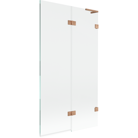 Mexen Lunar L paratia per vasca da bagno a 2 ante destra 100 x 150 cm, trasparente, rame spazzolato - 897L-100-100-65-00-P