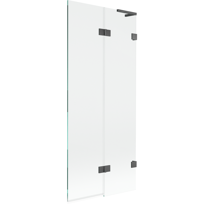 Mexen Lunar L Badewannenabtrennung 2-flügelig rechts 80 x 150 cm, transparent, gun gray gebürstet - 897L-080-100-66-00-P