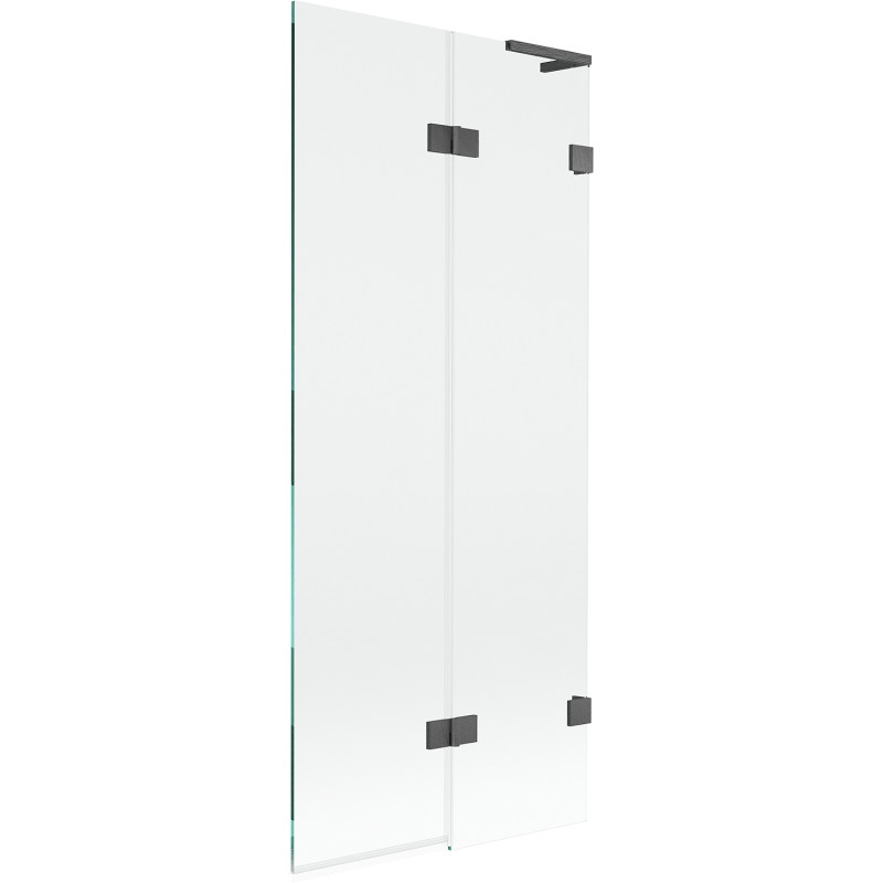 Mexen Lunar L dvokrilni paravan za kadu desni 80 x 150 cm, proziran, brušeni gun gray - 897L-080-100-66-00-P