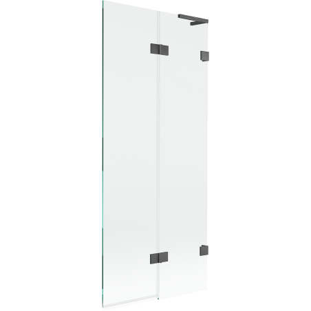 Mexen Lunar L parede de banho de 2 painéis dobráveis direito 80 x 150 cm, transparente, cinza escovado - 897L-080-100-66-00-P