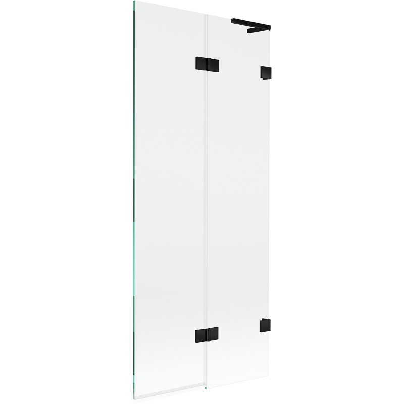 Mexen Lunar L paroi de baignoire 2 volets droit 80 x 150 cm, transparent, noir - 897L-080-100-70-00-P