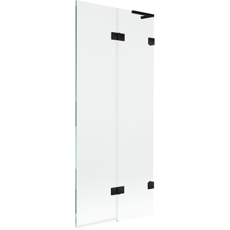 Mexen Lunar L 2-krilni pravotni kopalniški paravan 80 x 150 cm, transparenten, črn - 897L-080-100-70-00-P