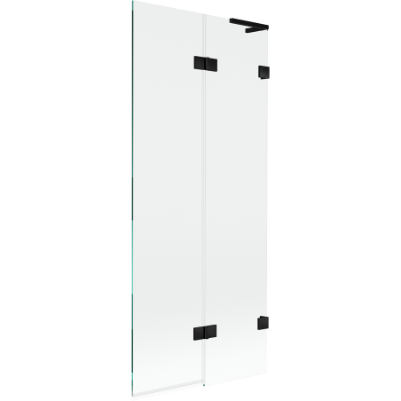 Mexen Lunar L bath screen 2-wing right 80 x 150 cm, transparent, black - 897L-080-100-70-00-P