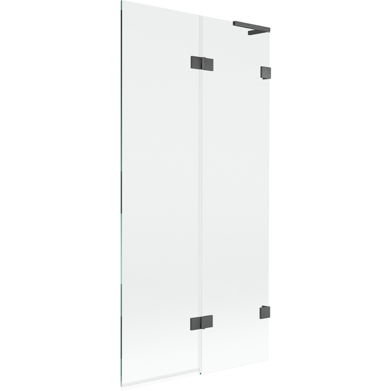 Mexen Lunar L divisória de banheira, 2 painéis, direito 90 x 150 cm, transparente, cinza escovado - 897L-090-100-66-00-P