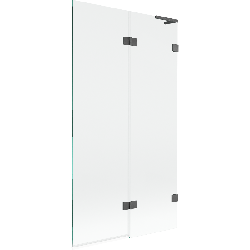 Mexen Lunar L Badewannenabtrennung 2-flügelig rechts 100 x 150 cm, transparent, gebürstetes Gun Gray - 897L-100-100-66-00-P
