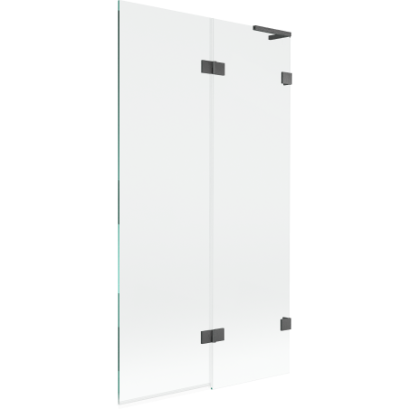 Mexen Lunar L Badewannenabtrennung 2-flügelig rechts 100 x 150 cm, transparent, gebürstetes Gun Gray - 897L-100-100-66-00-P