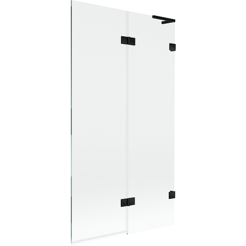 Mexen Lunar L Badewannenwand 2-flügelig rechts 100 x 150 cm, transparent, schwarz - 897L-100-100-70-00-P