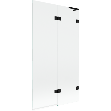 Mexen Lunar L badwand 2-delige rechter 100 x 150 cm, transparant, zwart - 897L-100-100-70-00-P