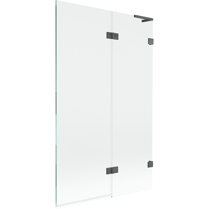 Mexen Lunar L Badewannenabtrennung 2-flügelig rechts 110 x 150 cm, transparent, gebürstetes Gun Gray - 897L-110-100-66-00-P
