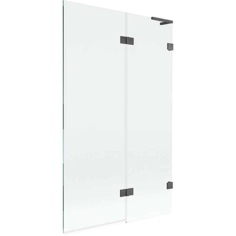 Mexen Lunar L zweiflügelige rechte Badewannenabtrennung 110 x 150 cm, transparent, gebürstetes Gun Gray - 897L-110-100-66-00-P